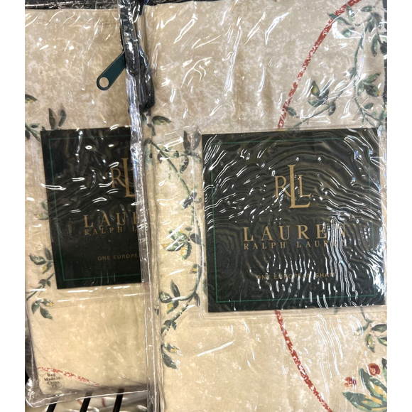 Ralph Lauren Villandry Floral Sateen Cotton European Pillow Shams 1 Pair Vtg New - Picture 3 of 6